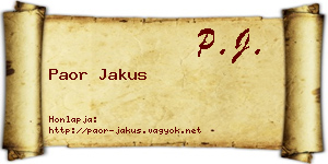 Paor Jakus névjegykártya